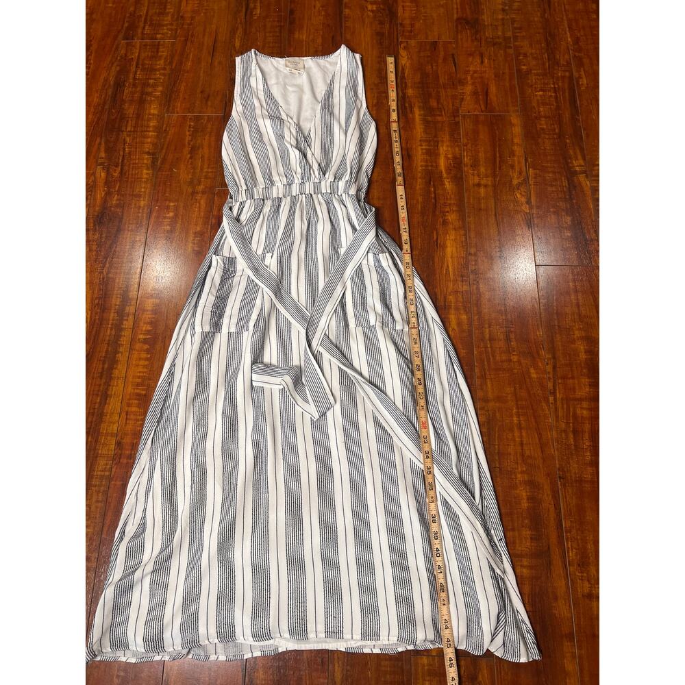 Harper Heritage XXS Blue White Striped Wrap Maxi Dress Belt Pockets - Picture 4 of 8